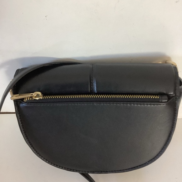 Zara 100% Leather Crossbody/Shoulder Bag W Gold Chain Hardware Black - Picture 8 of 16